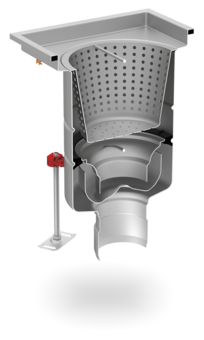 ACO Hygiënische afvoerput 218 met vuilvangmand