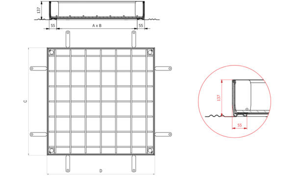 Tekening Toptek Uniface Deep 65 Tekening