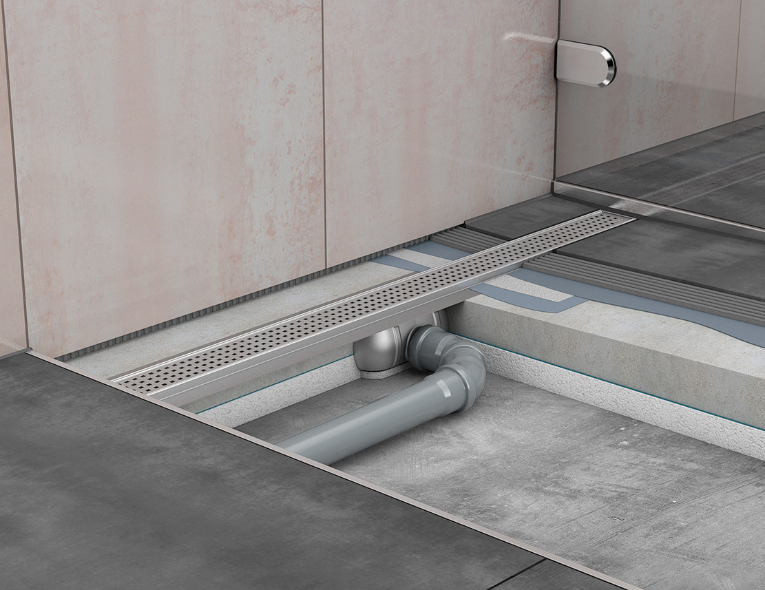Exemple de pose du caniveau de douche ACO ShowerDrain C