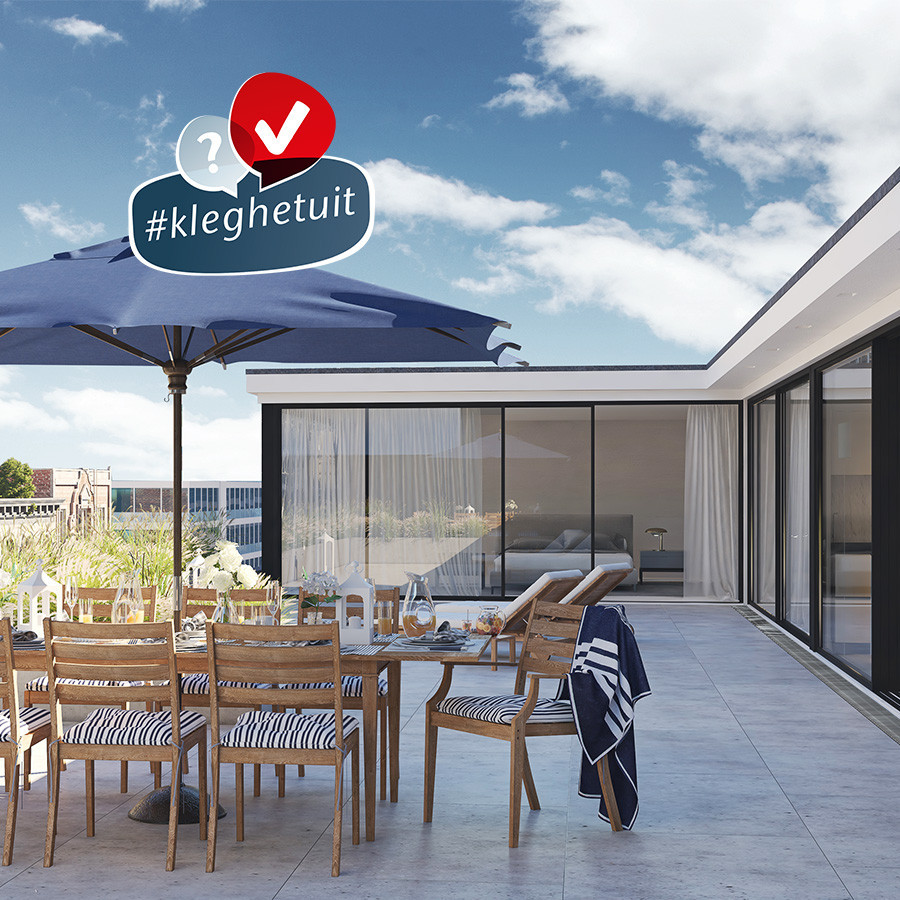 Dakterras met tegeldra-
gers? Voorzie ik een goot?