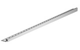 Links tegelprofiel uit geborstelde inox, zelfde afwerking als de ShowerDrain C en de ShowerDrain B