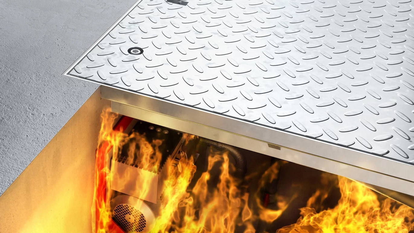 Couvercle avec tôle striée coupe-feu ACO TopTek Paving GS/FR H80/H12