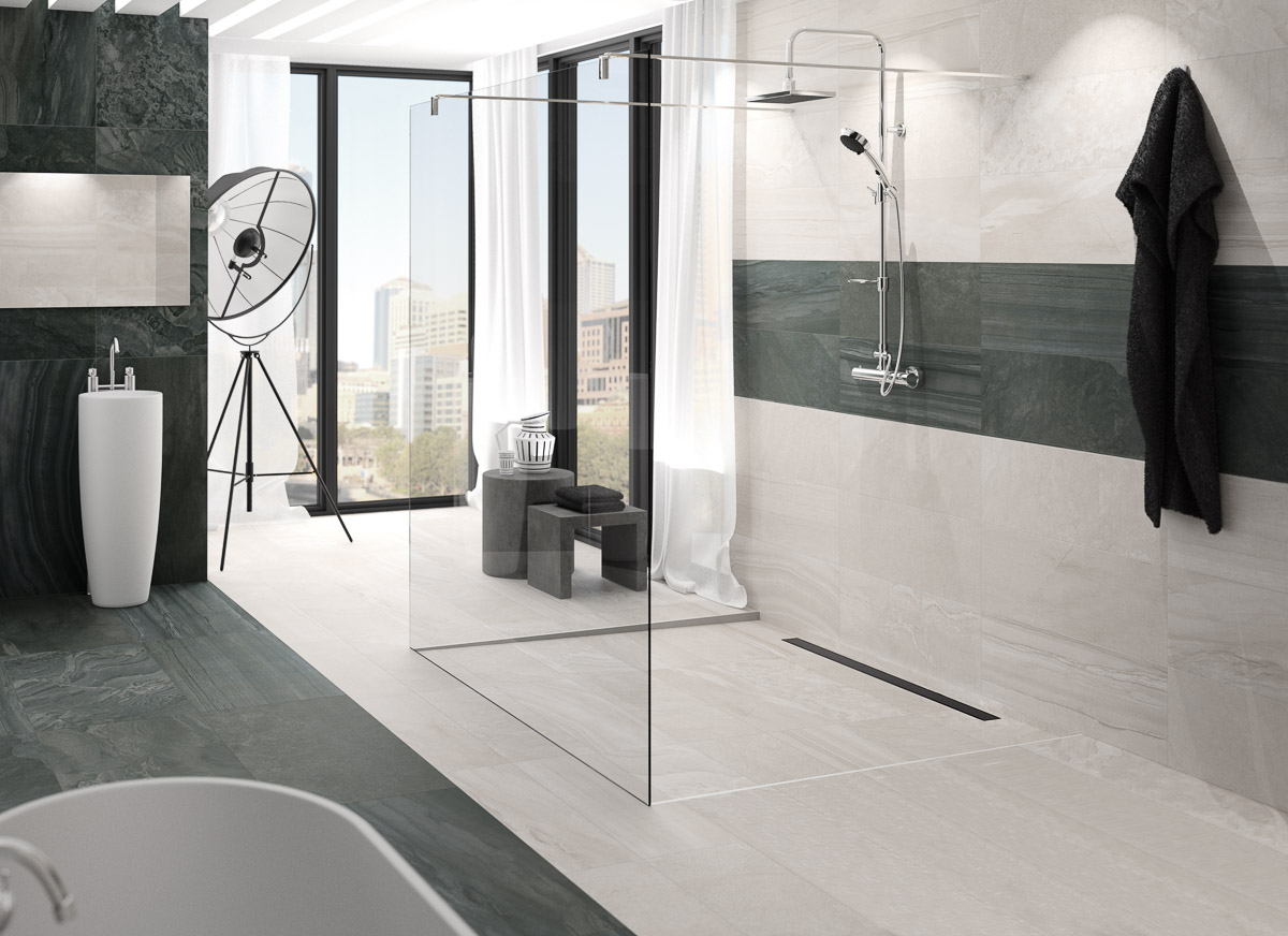 Douche de plain-pied ACO salle de bain