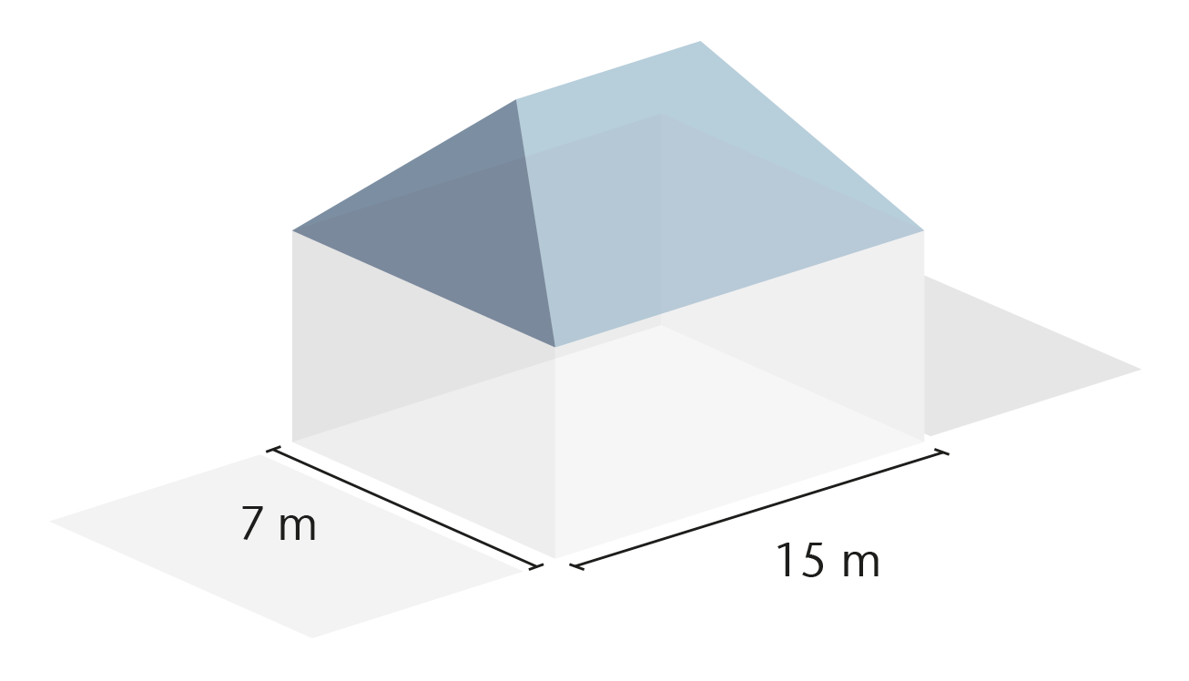 La surface horizontale de la toiture est la surface de la projection verticale des dimensions extérieures de la structure couverte sur un plan horizontal, y compris les gouttières.