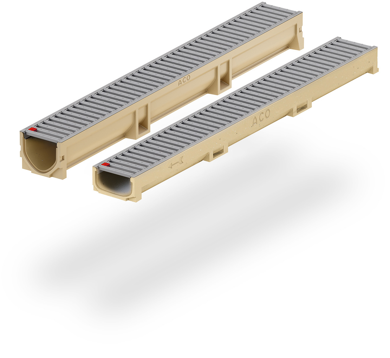 Caniveau de drainage ACO Euroline Shadow Grey avec un grille revêtue d'un coating en poudre gris foncé