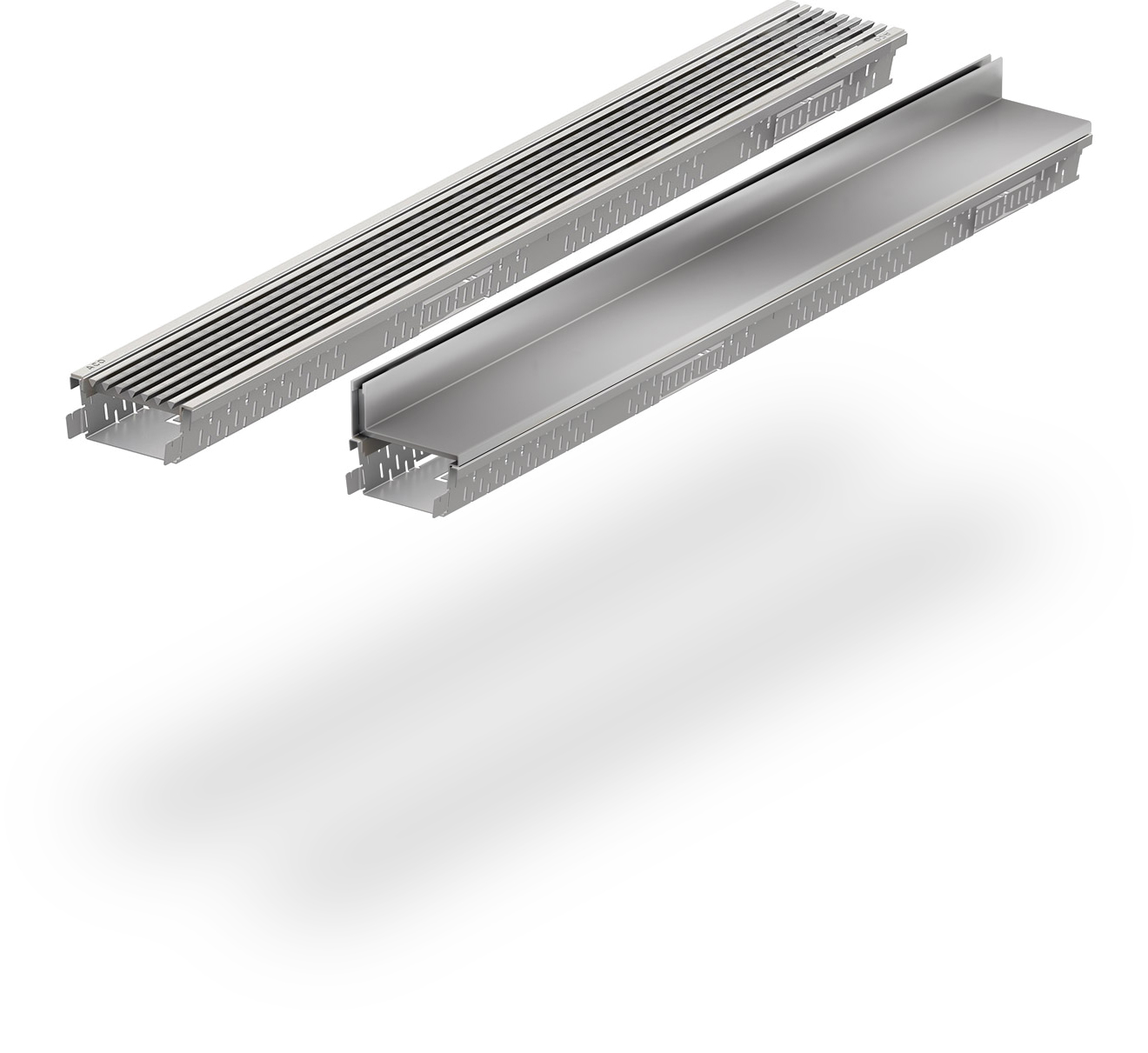Discrets caniveaux de drainage ACO Highline à placer contre les baies vitrées