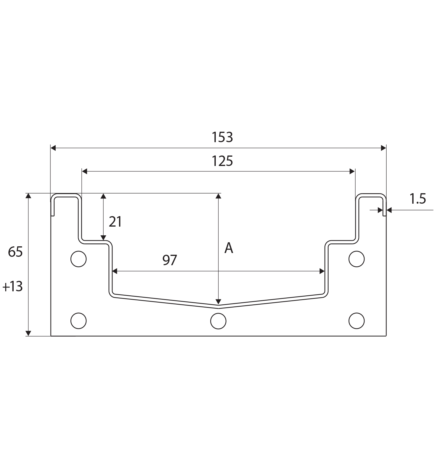 Modular roostergoot 125 tekening