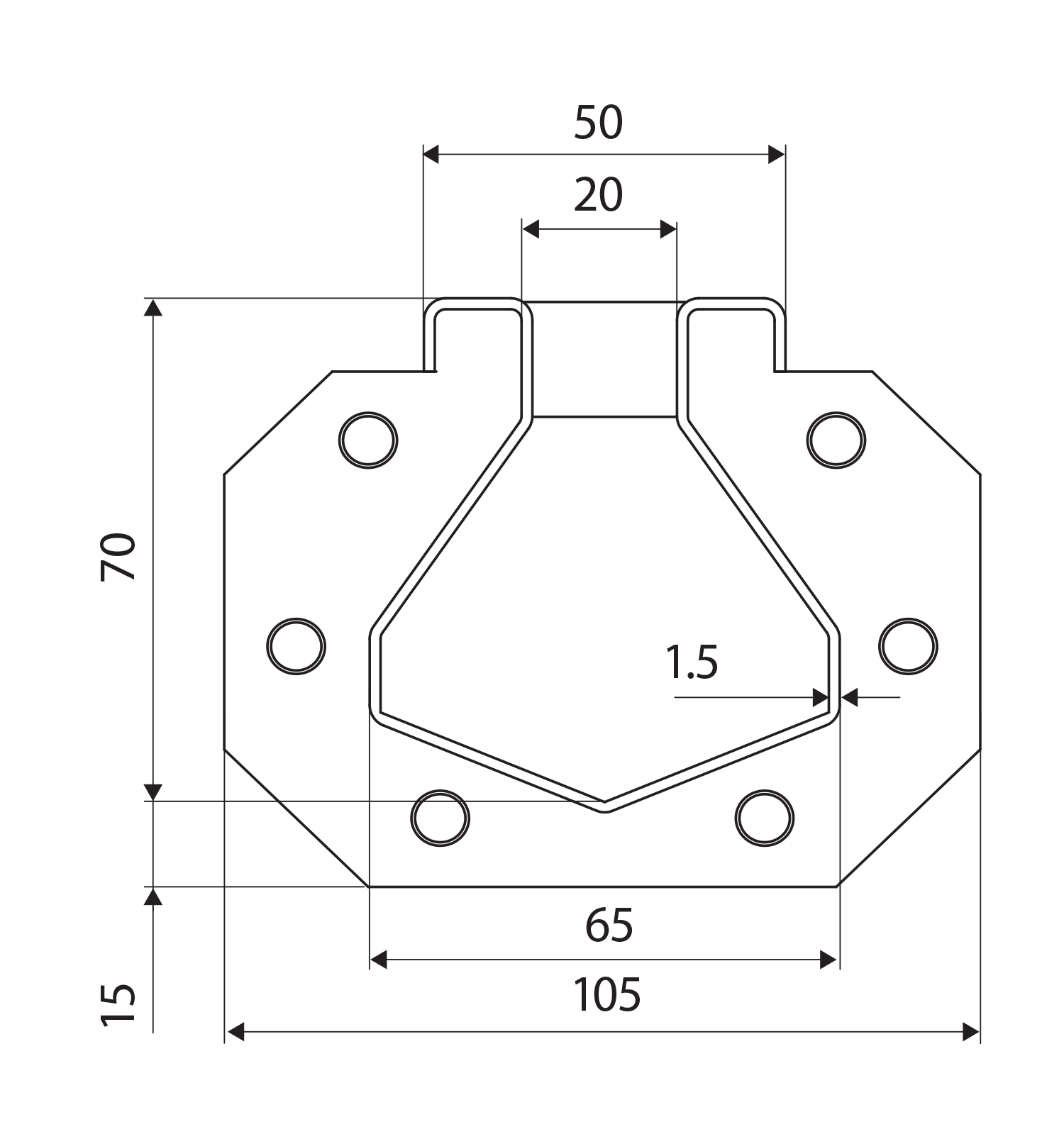 Technische tekening ACO Modular sleufgoot 20