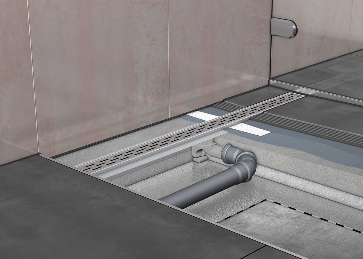 Inbouwvoorbeeld ACO ShowerDrain B douchegoot