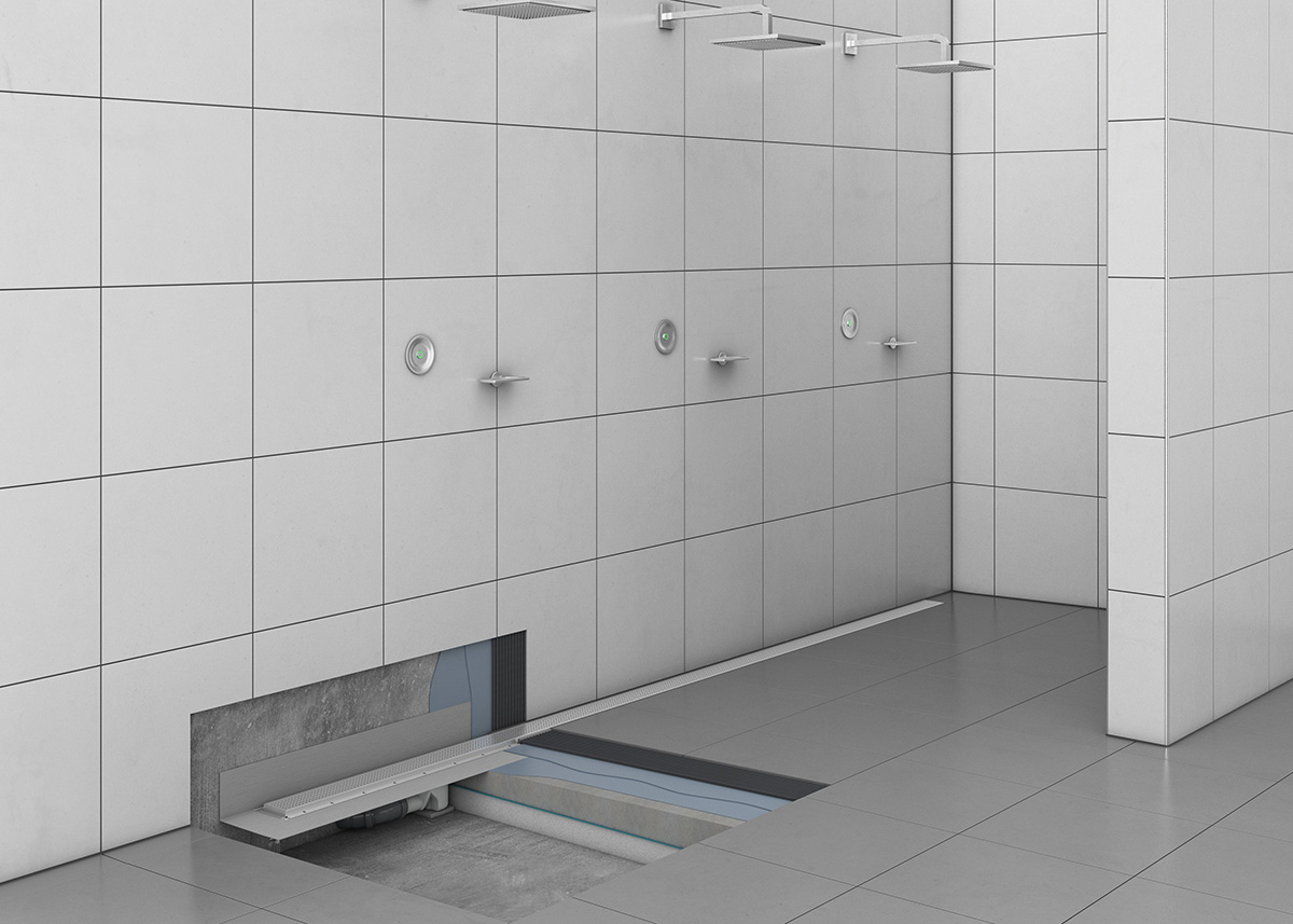 Inbouwvoorbeeld ACO ShowerDrain Public