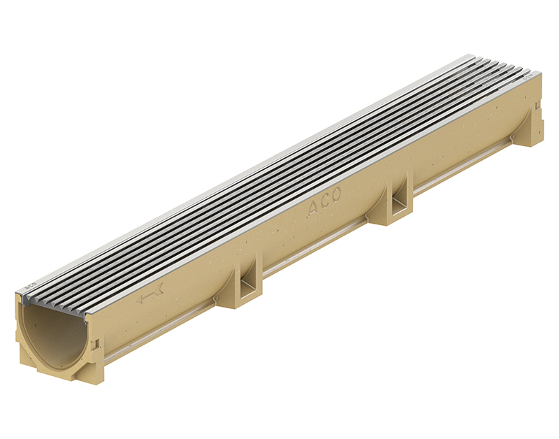 [Translate to Français:] ACO Euroline Inox met lengtestaafrooster uit roestvast staal