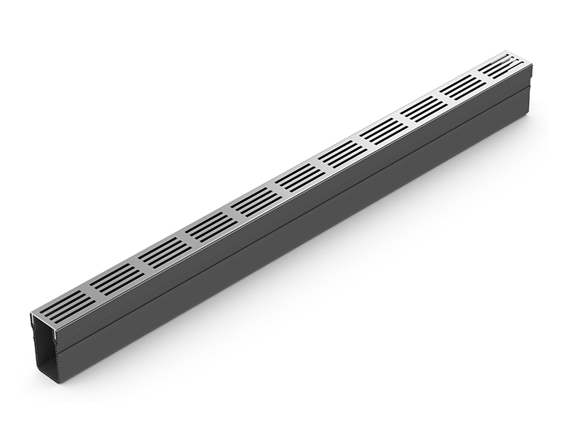 Fin caniveau à grille ACO Slimline en matière synthétique, avec grille pour alluvions