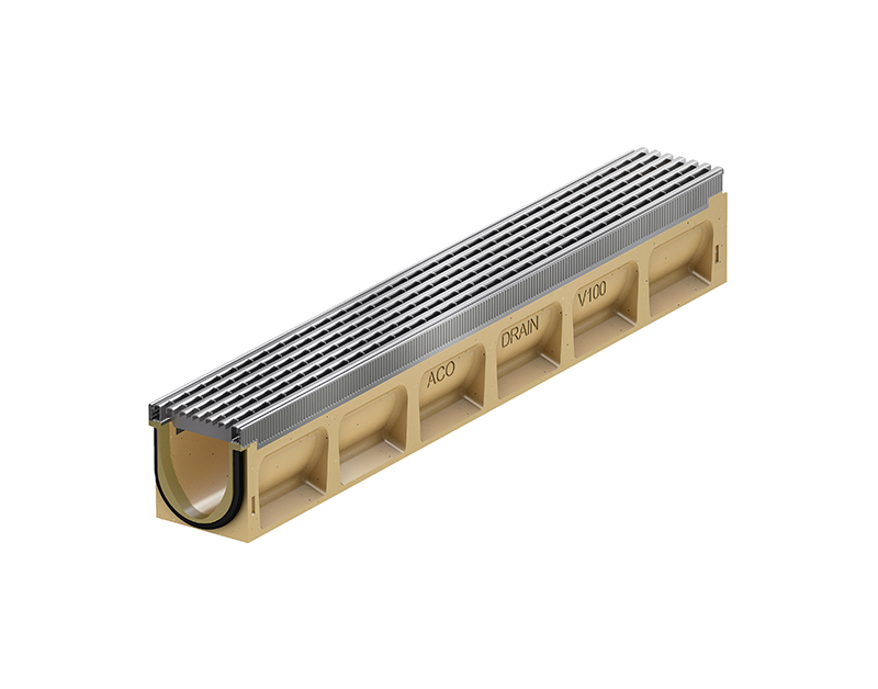 ACO Multiline Sealin met lengtestaafrooster lijnafwatering ACO Multiline Sealin met lengtestaafrooster lijnafwatering